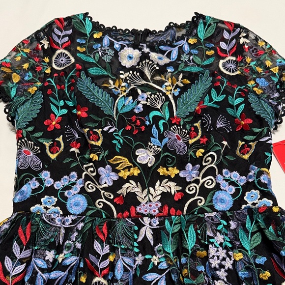 ML Monique Lhuillier Floral-Embroidered Mesh Maxi Dress 10 NWT - Picture 5 of 9